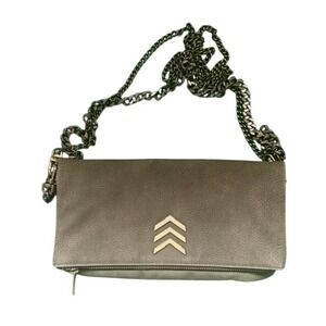 Express Olive Green Foldover Crossbody Bag Boho Chevron Festival Earthy Gold